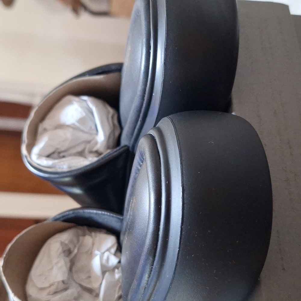 Black Leather Slides - Picture 7 of 8